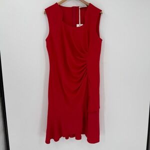 NWT Grace Karin Red Ruched Sleeveless Midi Dress Size Plus Women 2XL
